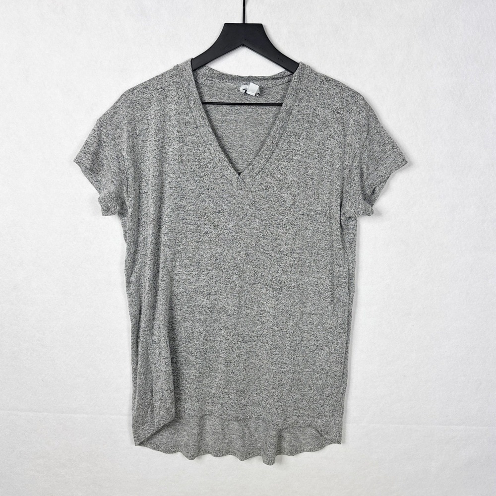 Peyton‎ Jensen Heather Knit V Neck Tee Womens Medium Gray Short Sleeve Top